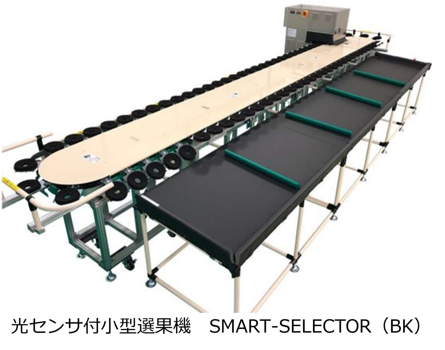バケット搬送式手載せタイプで、りんごや梨等の落葉果樹選果に最適！ 内部障害（褐変、蜜症等）の測定も可能です。